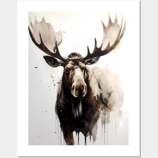 Moose Ink Painting Posters and Art